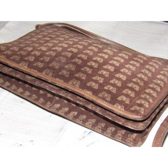 Bottega Veneta Vintage 2-Way Clutch Shoulder Bag Embossed Pink Butterfly Print - Picture 6 of 12